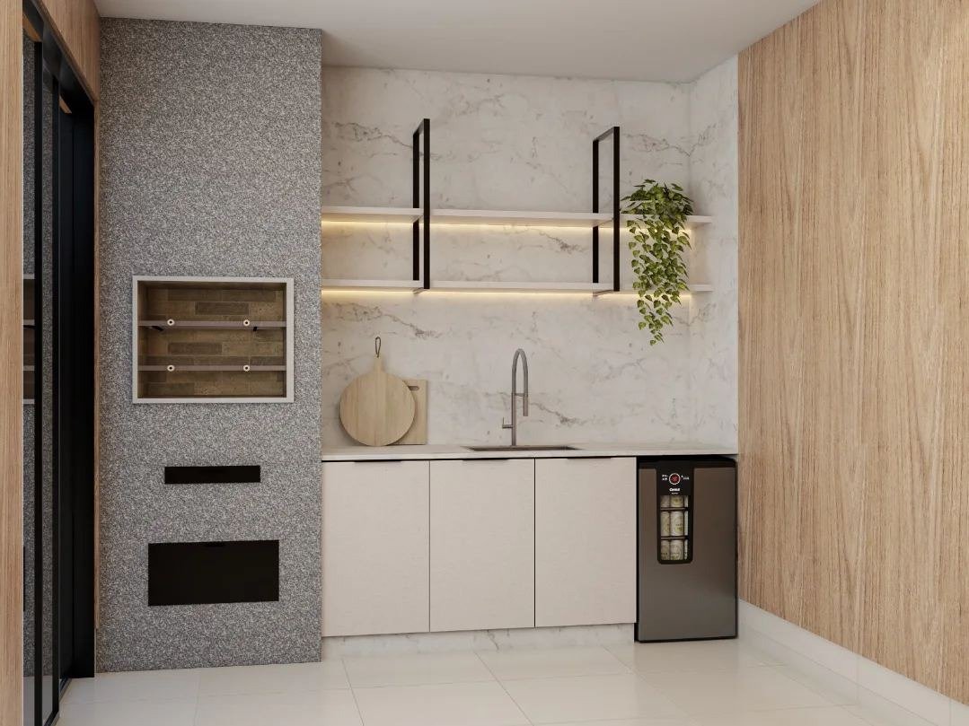 Cozinha com lareira Confort Arquitetura